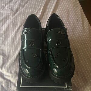 Karl Lagerfeld Women’s Dark Green Slip-On Loafers